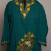 Green Chinari Summer Cool Cotton Aari Kurta With Collar