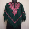 Dark Green Posh Kashmiri Poncho With Aari Embroidery