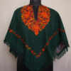 Dark Green Harud Kashmiri Poncho With Aari Embroidery