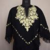 Black Shahi Kashmiri Poncho With Aari Embroidery