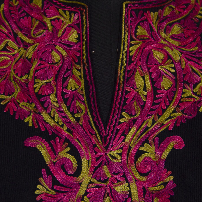 Black Kashmiri Poncho With Aari Embroidery - Image 2