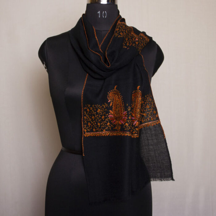 Black Mens Sozni Woolen Muffler