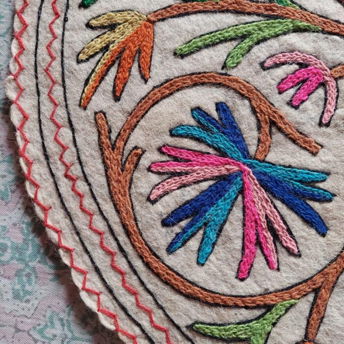 Guleb Handmade Aari Embroidered Namda Rug 3ft - Image 2