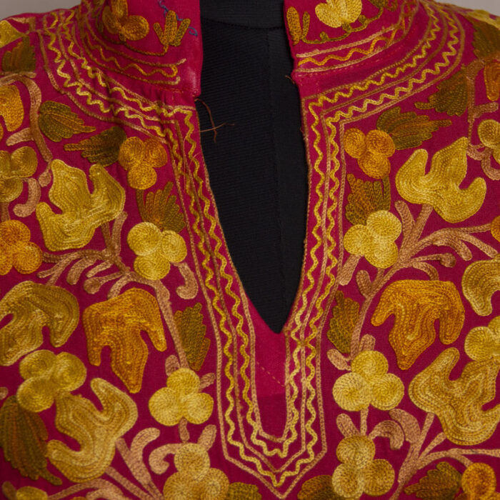Pink Chinari Summer Cool Cotton Aari Kurta With Collar - Image 2