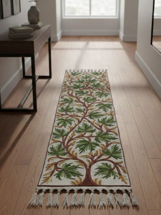 Sabz Chinari Wool Handmade Runner 4x2
