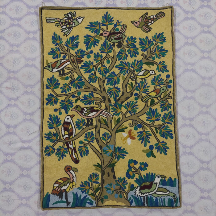 Kashmiri Tree of Life Chainstitch Wool Wall Hanging 3x2