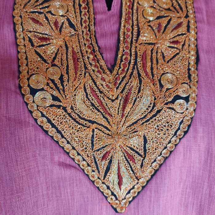 Light Purple Cotton Summer Pheran with Tilla Work - Image 2