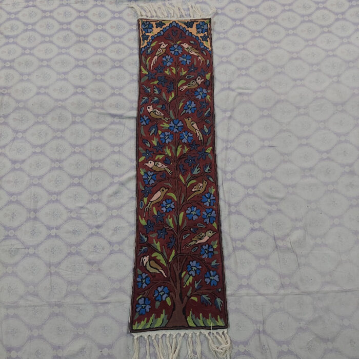Maroon Tree of Life Wool Handmade Runner 4x1 - Image 2