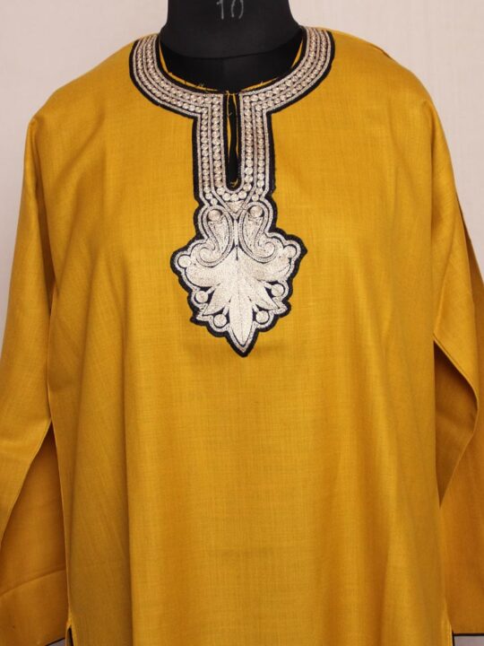 Mustardish Yellow Ruby Cotton Tilla Kurta