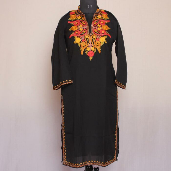 Black Shami Summer Cool Cotton Aari Kurta - Image 2