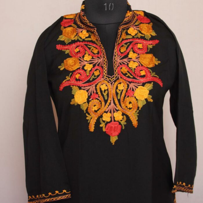 Black Shami Summer Cool Cotton Aari Kurta