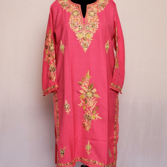 Pink Summer Cool Cotton Aari Kurta - Image 2