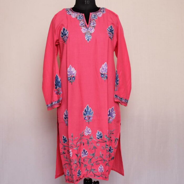 Pink Chinari Summer Cool Cotton Aari Kurta - Image 2