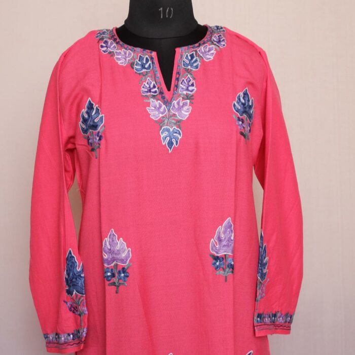 Pink Chinari Summer Cool Cotton Aari Kurta