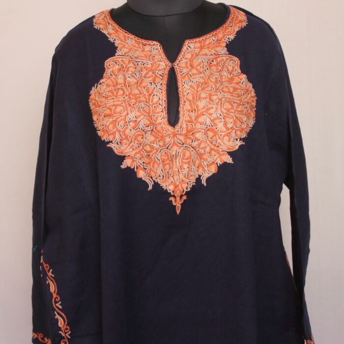 Dark Blue Raffal Hand Aari Pheran