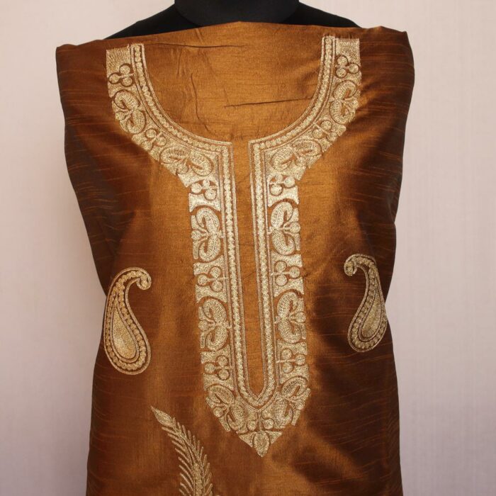 Golden Brown Silk Zari Work 2Pc Suit - Image 2