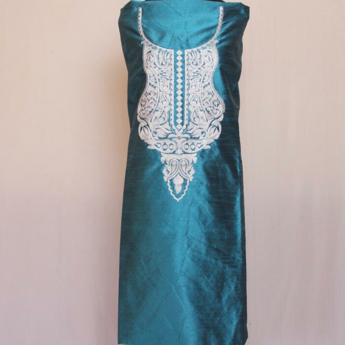 Blue Green Silk Zari Work 2Pc Suit