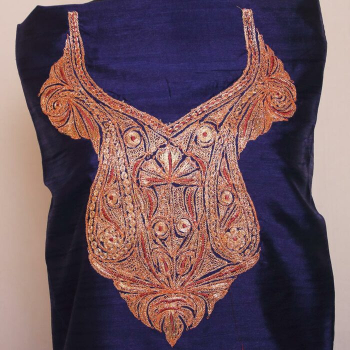 Dark Blue Silk Tilla Work 2Pc Suit - Image 2