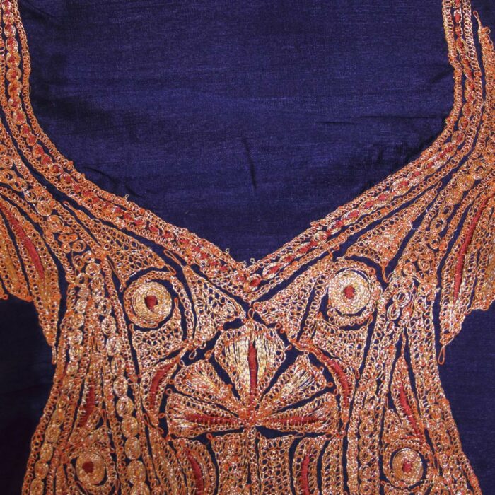 Dark Blue Silk Tilla Work 2Pc Suit - Image 3