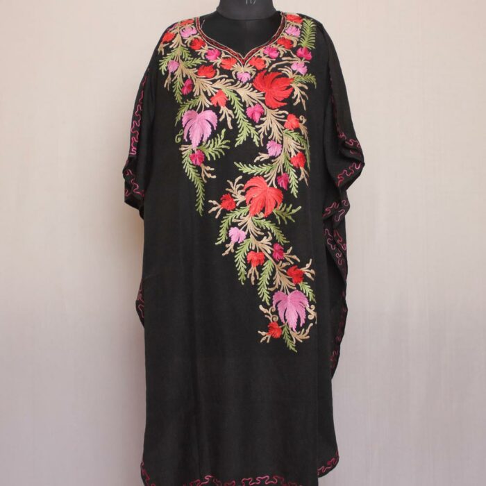 Black Crush Cotton Aari Work Kaftan L42