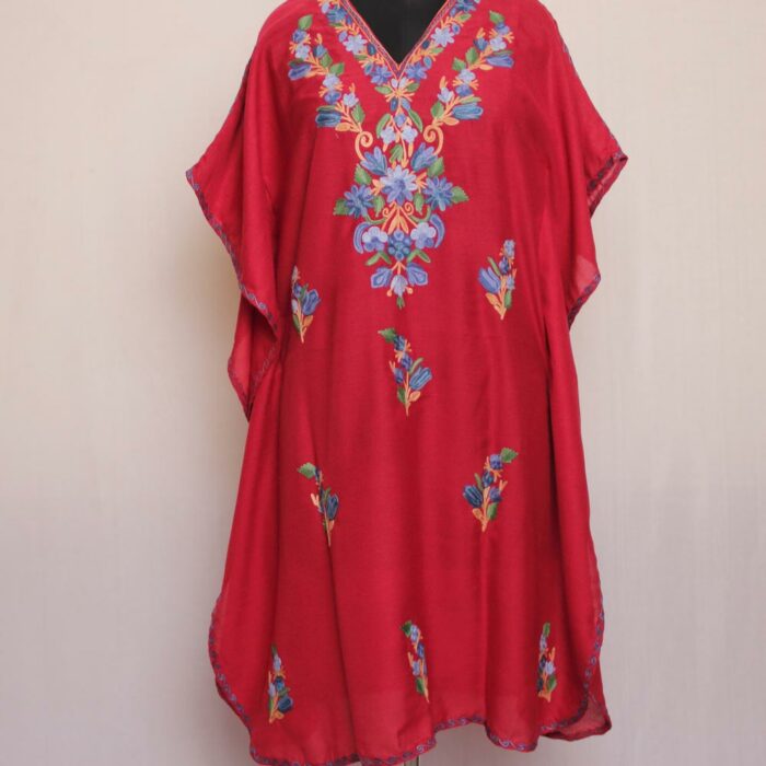 Maroon Summer Cool Cotton Aari Work Kaftan L40
