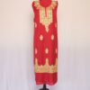 Maroon Red BotiDar Crush Cotton 2pc Suit with Aari Work