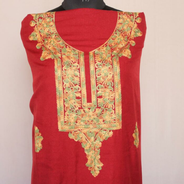 Maroon Red BotiDar Crush Cotton 2pc Suit with Aari Work - Image 2