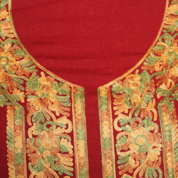 Maroon Red BotiDar Crush Cotton 2pc Suit with Aari Work - Image 3