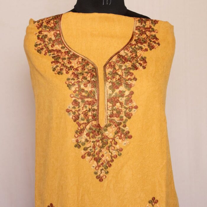 Mustard Crush Cotton 2pc Suit with Aari Work - Image 2