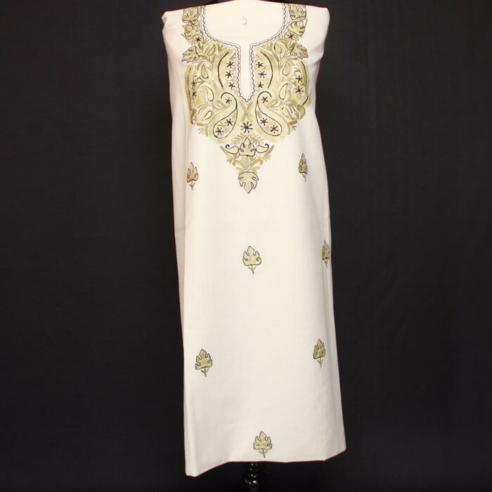 White Peeri Ruby Cotton 2pc Suit with Aari Work