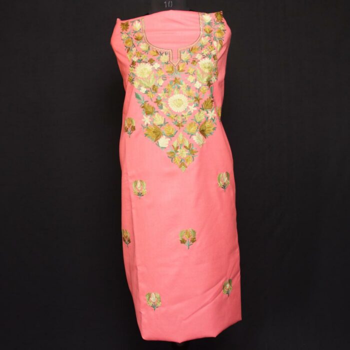 Pink Posh Ruby Cotton 2pc Suit with Aari Work
