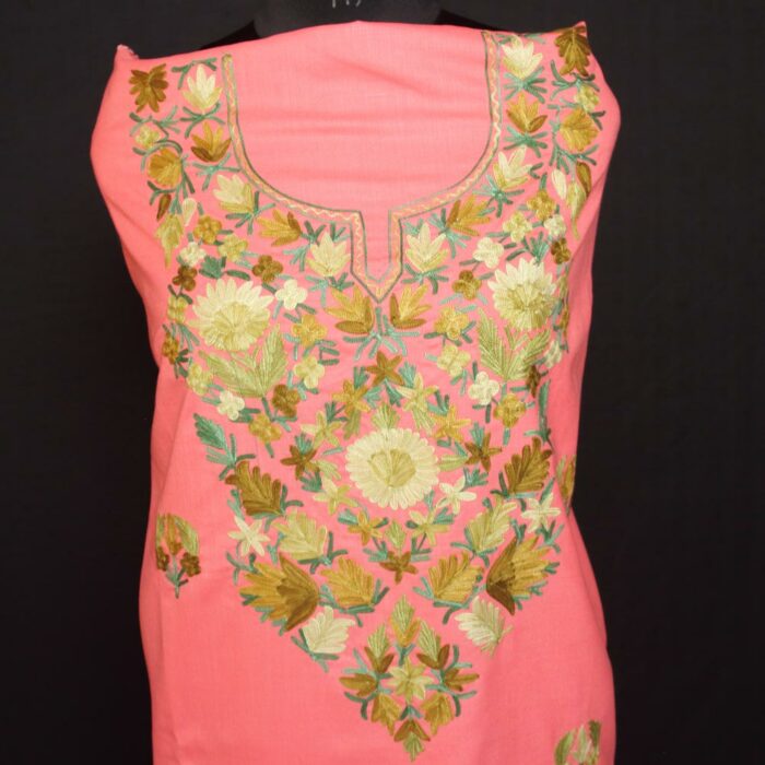 Pink Posh Ruby Cotton 2pc Suit with Aari Work - Image 2