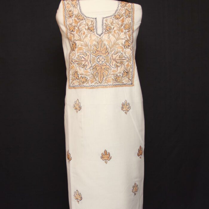 White Ruby Cotton 2pc Suit with Aari Work