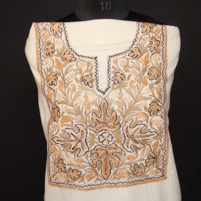 White Ruby Cotton 2pc Suit with Aari Work - Image 2