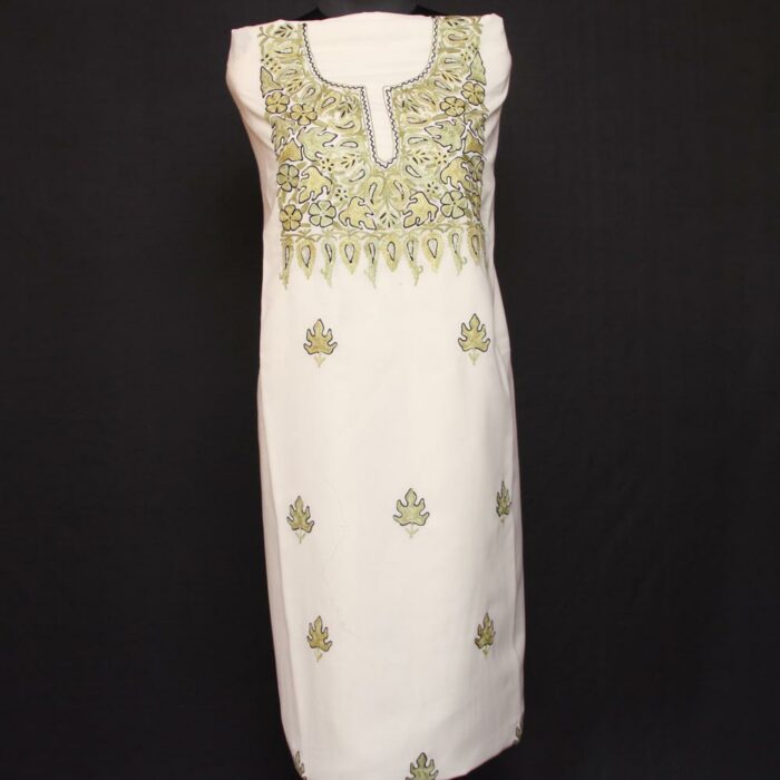 White Shahi Ruby Cotton 2pc Suit with Aari Work
