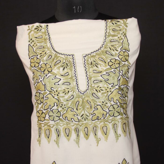 White Shahi Ruby Cotton 2pc Suit with Aari Work - Image 3