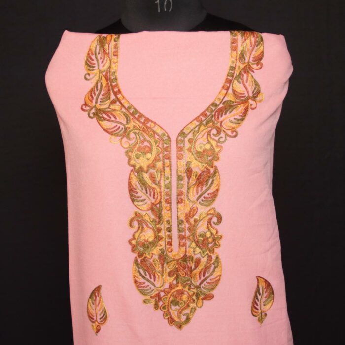 Light Pink Crush Cotton 2pc Suit with Aari Work - Image 2