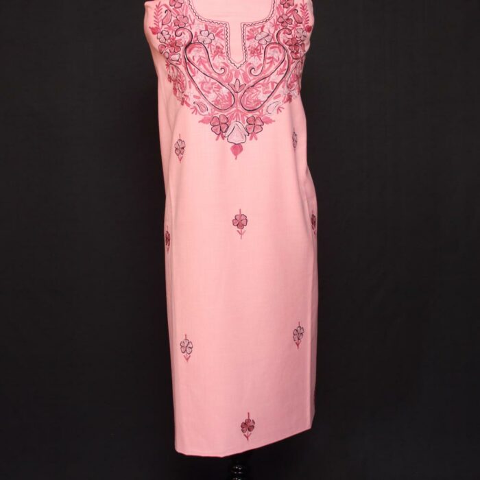 Pink Badami Ruby Cotton 2pc Suit with Aari Work