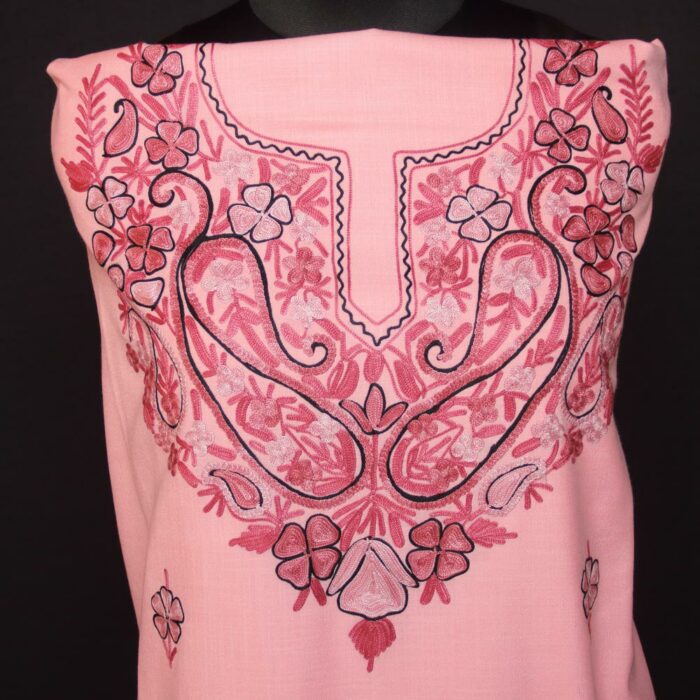 Pink Badami Ruby Cotton 2pc Suit with Aari Work - Image 2