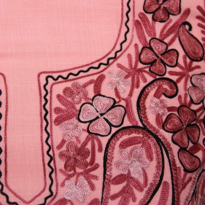 Pink Badami Ruby Cotton 2pc Suit with Aari Work - Image 3