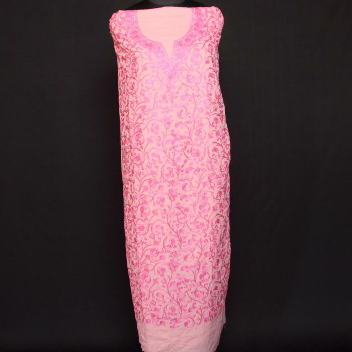 Pink Crush Cotton 2pc Suit with Aari Work