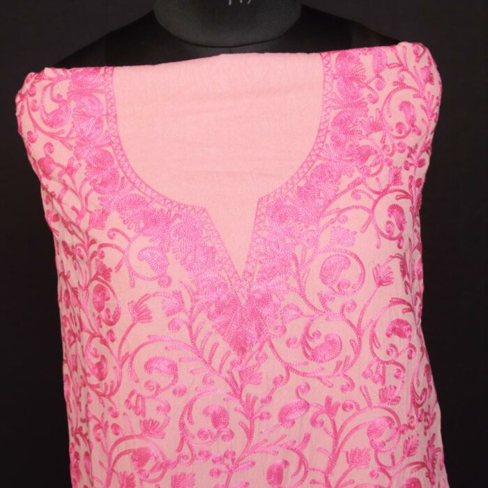 Pink Crush Cotton 2pc Suit with Aari Work - Image 2
