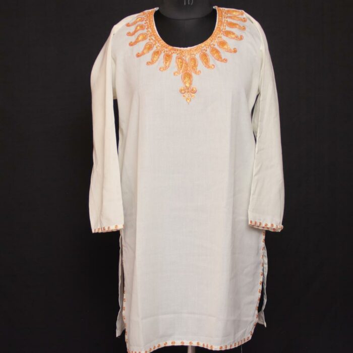 White Summer Cool Tilla Short Kurti