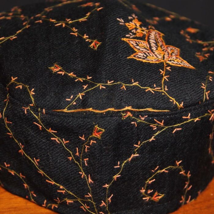 Black Chinari Sozni Handwork Cap - Image 2