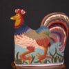 Handmade Rooster Hen Chainstitch Quilted Tea Cozy