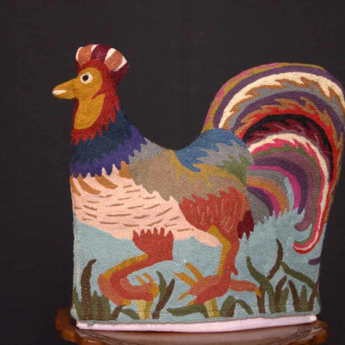 Handmade Rooster Hen Chainstitch Quilted Tea Cozy