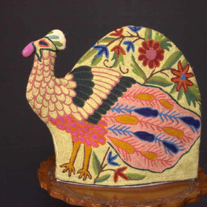 Handmade Peacock Chainstitch Tea Cozy