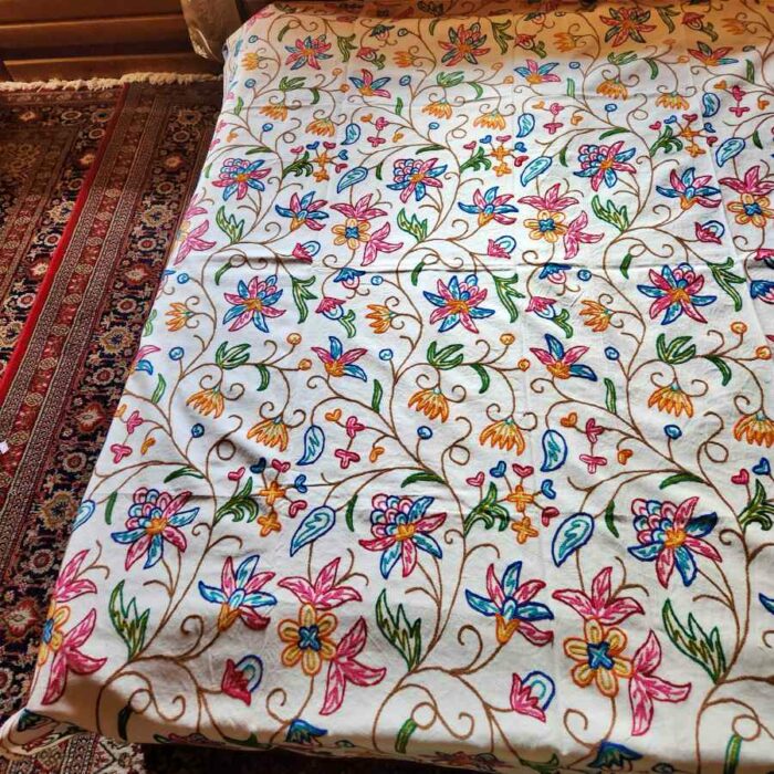 Posh Single Bedcover with Hand Crewel Embroidery - Image 2