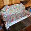 Tulip Blue RP Sofa Throw or Cover with Hand Crewel Embroidery