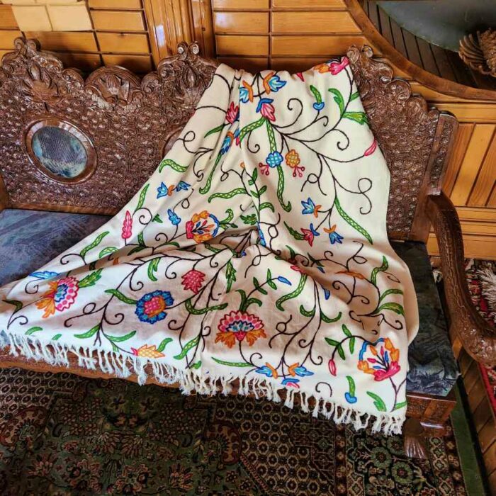 Posh Jael Sofa Throw or Cover with Hand Crewel Embroidery - Image 5